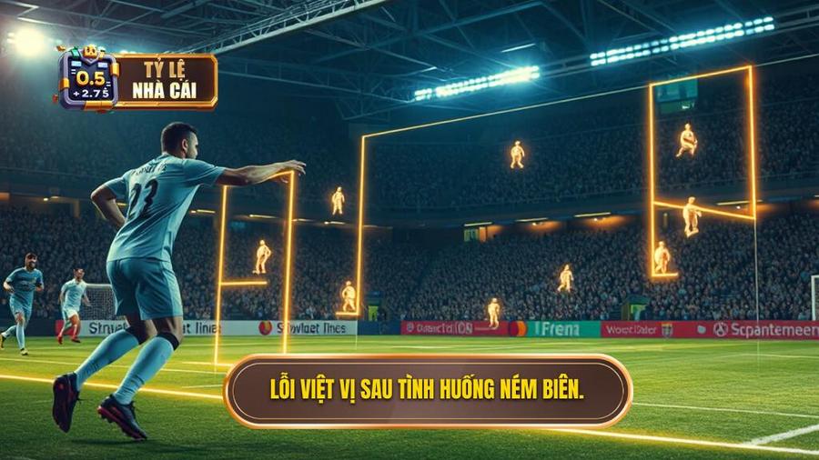 2. Lỗi việt vị sau tình huống ném biên.