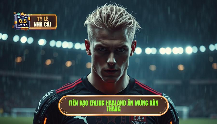 Tiền đạo Erling Haaland ăn mừng bàn thắng